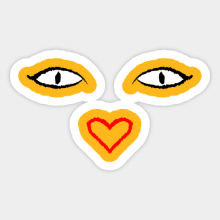 Cartoon Eyes - Heart Nose Sticker